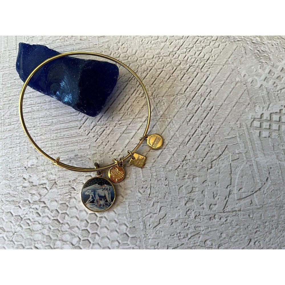 Alex and Ani 2015 Polar Bears Gold Bangle Bracelet - Picture 2 of 9